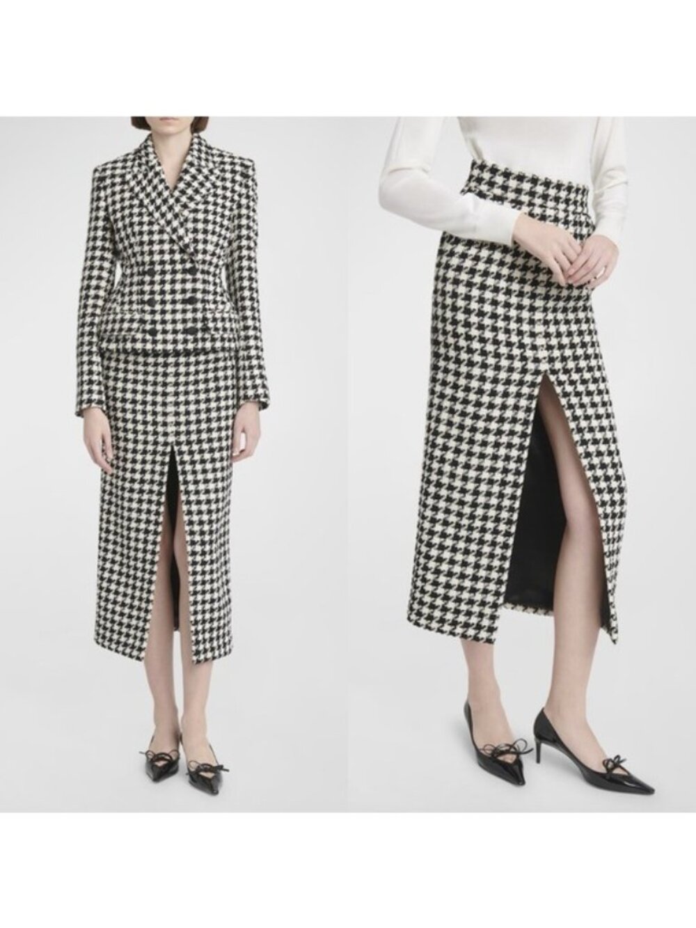 Dolce & Gabbana Pied De Poule Wool Long Macro Maxi Skirt